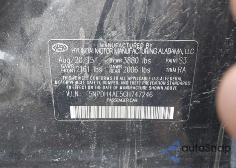 2016 Hyundai Elantra Se из США, поврежденный, VIN 5NPDH4AE5GH747246